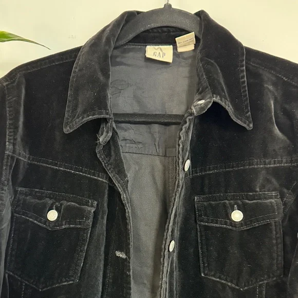 GAP Black Velvet Long Trench Coat - Picture 2 of 5